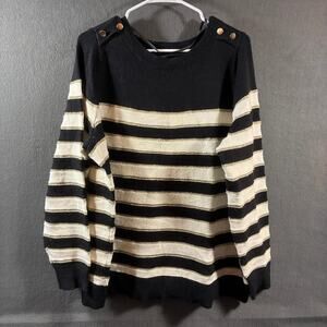 lane bryant women sweater‎ 18 20 black nautical gold button old money soft plus